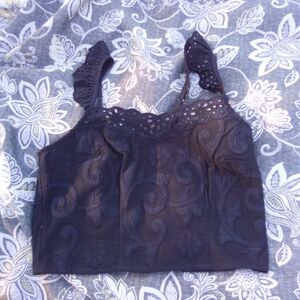 Abercrombie & Fitch Black Floral Crop Top